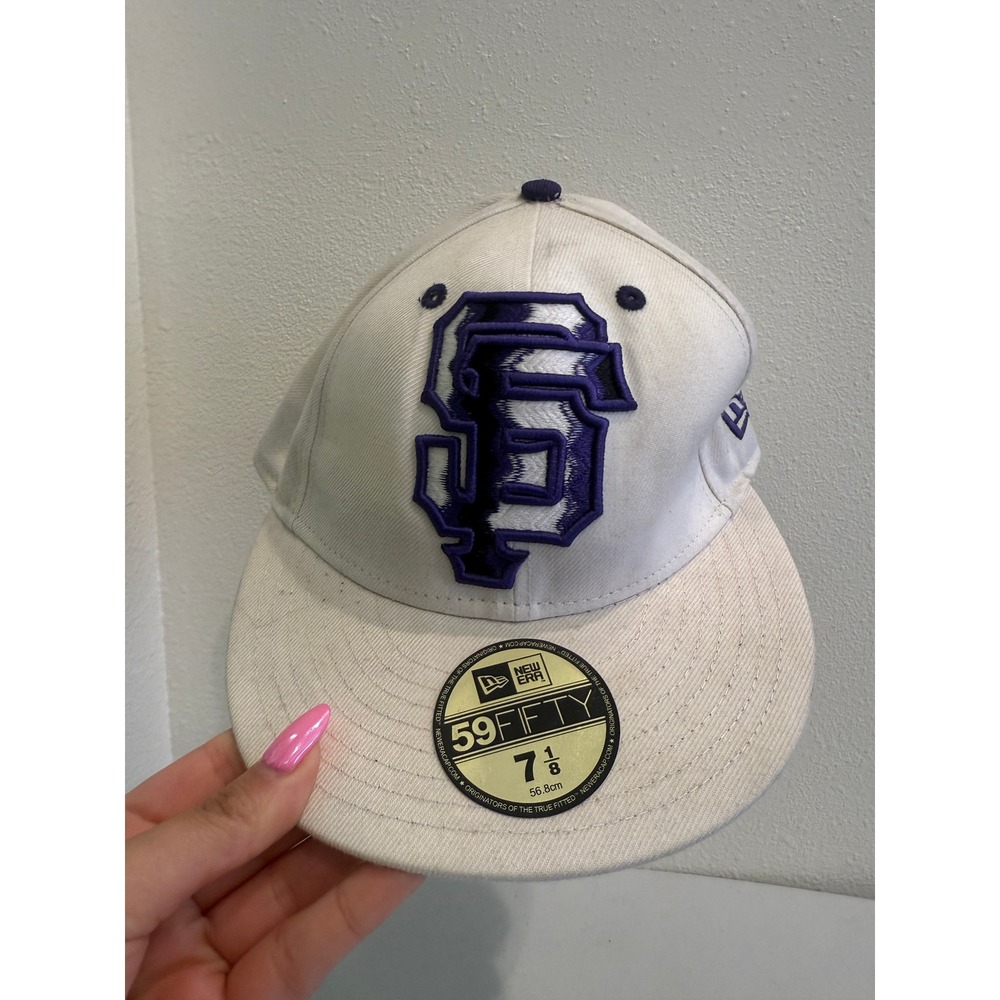 New Era 59FIFTY San Francisco Giants Fitted Hat 7 1/8‎ White Purple MLB Cap